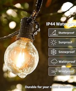 200ft Outdoor String Lights 2 Pack G40 LED Patio and Solar Lights 2