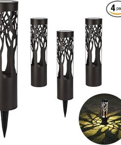 4 Pack Solar Pathway Lights Outdoor Metal Light for Garden Decor