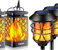 TomCare Solar Flickering Flame Torch Lights for Garden and Patio