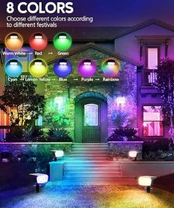 Solar Spot Lights Outdoor 59 LED Color Changing Waterproof Uplights 2