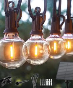 Minetom Solar Outdoor String Lights with 100 G40 Bulbs 208 FT