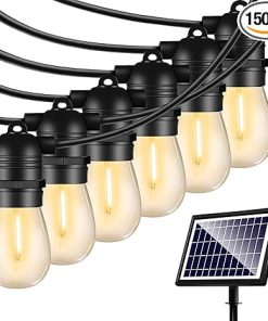 Solar String Lights 48FT Waterproof Outdoor Edison Bulbs for Patio
