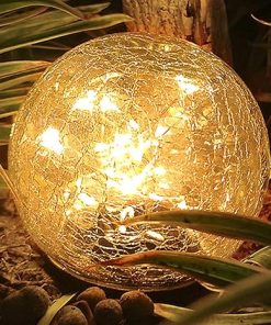 TOMEX 4 Pack Waterproof Solar Garden Lights with Cracked Glass Balls 2