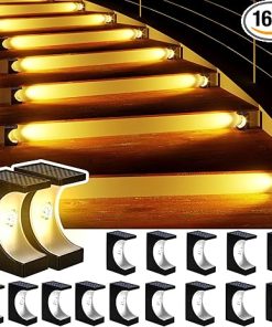 Outdoor Solar Step Lights 16 Pack Warm White Waterproof Yard Decor