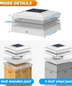 12 Pack Waterproof 4×4 Solar Post Cap Lights with Dual Light Modes 2