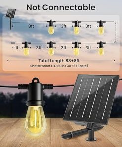 96FT Solar String Lights with Remote Control 30 LED Bulbs for Outdoors 2