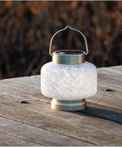 Allsop Solar Lantern Square Handblown Glass for Outdoor Gardens 2