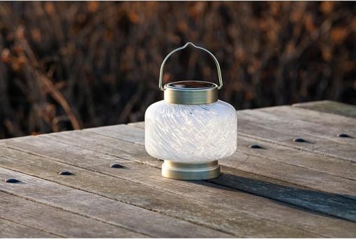 Allsop Solar Lantern Square Handblown Glass for Outdoor Gardens - Image 2