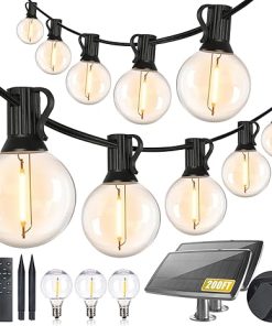 200FT Solar String Lights Waterproof with Remote for Outdoor Use  
G40 Solar Powered String Lights with 60 LED Shatterproof Bulbs