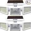 Solar Powered Motion Sensor Flood Lights 2 Pack IP65 Waterproof