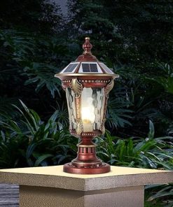 Solar Outdoor Column Lights IP65 Waterproof Tri Color Garden Lighting