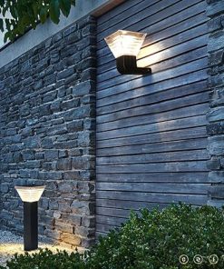 Outdoor Waterproof LED Wall Lamp Dimmable Black Aluminum Solar Light 2
