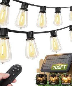 Addlon 102 FT Solar String Lights Waterproof with Remote USB Port