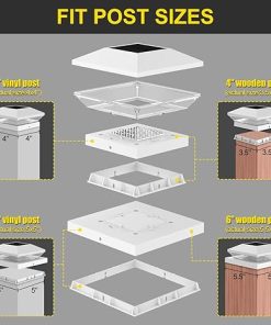T-SUN Solar Fence Post Cap Lights 12 Pack – Outdoor Waterproof Solar Powered Deck Post Lights for 3.5×3.5 4×4 5.5×5.5 6×6 Vinyl/Wooden Posts – Warm/Cool White Modes for Porch,Yard,Walkway,Gate 2