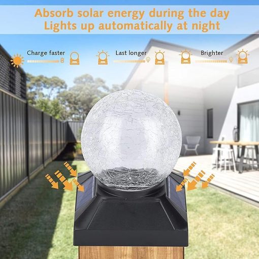 Solar Flame Post Cap Lights 4 Pack for Outdoor Fence Posts - Image 2