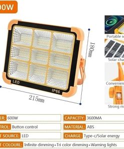 200-800W Waterproof Outdoor Solar LED Floodlight for Camping and Gardens 2