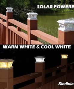 SIEDiNLAR Solar Post Cap Lights 6 Pack 8 LEDs for Outdoor Decor 2