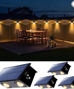Solar Powered Fence Lights 4 Pack Waterproof LED for Yard Patio Deck