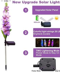 Solar Garden Lights 8 Pack Delphinium Flowers Waterproof Outdoor Decor 2