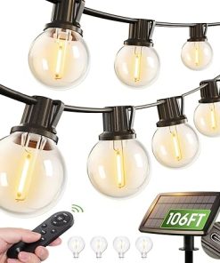 Addlon 106FT Solar String Lights with Remote and 54 G40 Bulbs