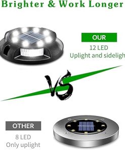Biling 12 Pack Solar Ground Lights & 12 Pack Solar Ground Lights Outdoor Waterproof 2