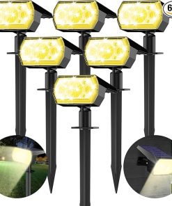Super Bright 64 LED Solar Spot Lights for Outdoor Landscape 6 Pack