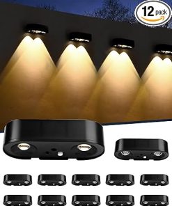 Bright Solar Fence Lights 50 Lumens LED Outdoor Waterproof 12 Pack