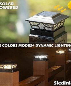 Solar Post Lights for 4×4 5×5 6×6 Vinyl Wooden Posts Black 8 Pack 2