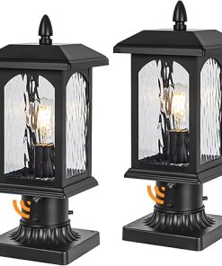 Outdoor Dusk to Dawn Post Light with Pier Mount Base and Glass Shade