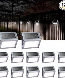 Solar Powered Outdoor Lights for Deck Steps Stairs Pathway 12 Pack