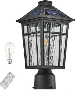 Solar Lamp Post Light Waterproof Black Aluminum for Garden Pathway