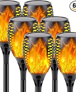 Larger Solar Torch Lights 6 Pack for Garden Outdoor Decor Waterproof
