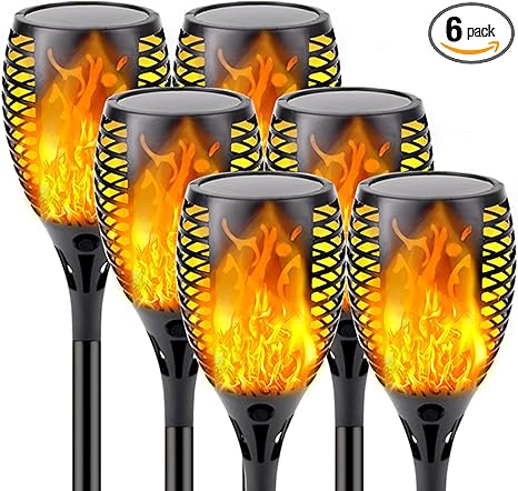 Larger Solar Torch Lights 6 Pack for Garden Outdoor Decor Waterproof Larger Solar Torch Lights 6 Pack for Garden Outdoor Decor Waterproof