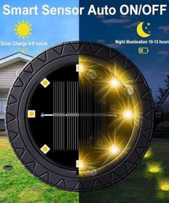 12 Pack Waterproof Solar Powered Ground Lights for Outdoor Use 2