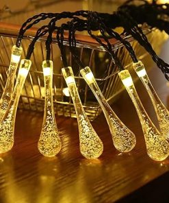 Solar Water Drop String Lights for Christmas Garden and Room Decor