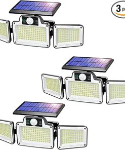 Outdoor Solar Motion Sensor Lights 3000LM Waterproof 2 Pack