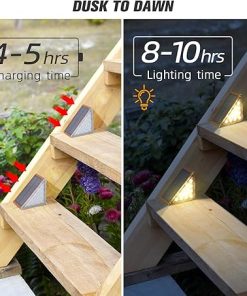 NIORSUN Solar Step Lights 8 Pack Warm White Outdoor Waterproof Decor 2