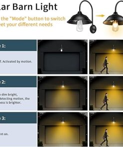 Solar Barn Light 2 Pack with Motion Sensor and 3 Lighting Modes 2