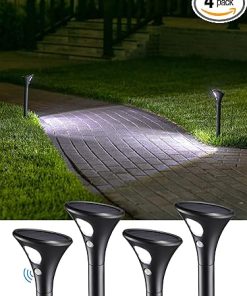 LEONLITE LED Solar Motion Sensor Pathway Lights for Outdoor Use