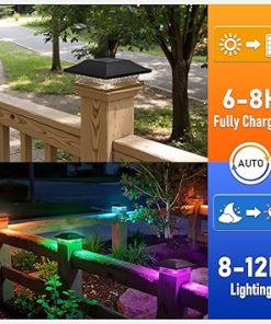 8 Pack Solar Post Cap Lights for Decks Patios Gardens Fits 4×4 Posts 2