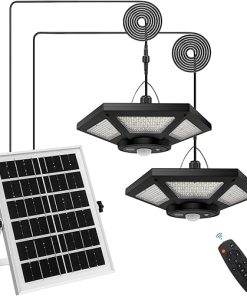 Solar Shed Pendant Light Waterproof with Remote Control and Motion Sensor 2