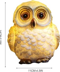 Owl Solar Resin Sculpture Night Light for Garden Landscape Decor 2