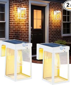 Solar Porch Lights Outdoor 2 Pack Motion Sensor Waterproof LED