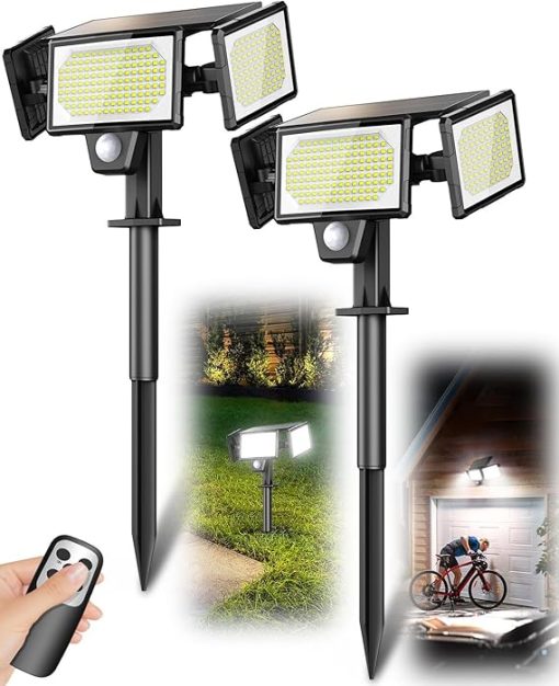 Solar Spotlights Outdoor 2 in 1 with Ground Stakes 3000LM Security Lights