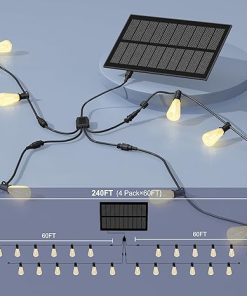 240FT Solar Powered String Lights with Remote 8 Modes Weatherproof 2