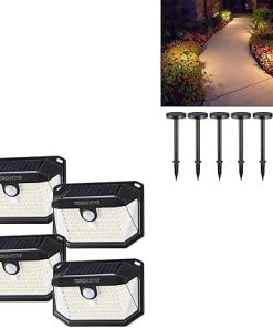 Torchstar Wall Lighting Bundle with 4 Pack Solar Motion Sensor Lights