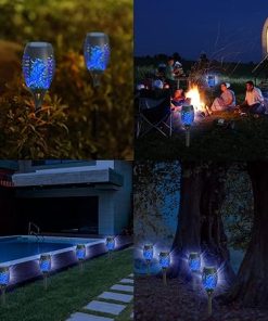 AOUNQ 8 Pack Waterproof Solar Torches with Flickering Flame Lights 2