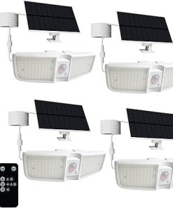 LED Solar Motion Sensor Floodlights IP65 Waterproof White 4-Pack