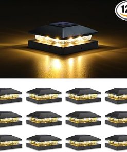 VOLISUN 4×4 Solar Post Cap Light 12 Pack for Wooden Vinyl Fences  
Solar Cap Lights Waterproof for Wooden Vinyl Post Outdoor Use  
Black Solar Post Cap Light with Warm White for Garden and Patio