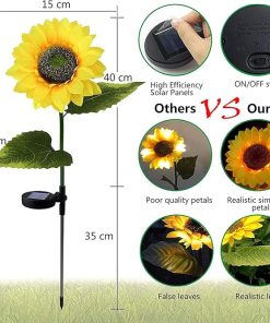 Solar LED Outdoor Sunflower Garden Lights IP65 Waterproof Energy Efficient 2